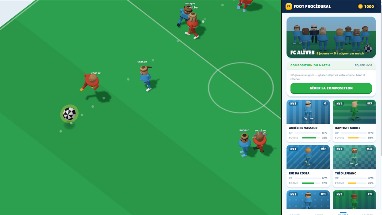 Foot Procédural 5v5 : le match en 3D