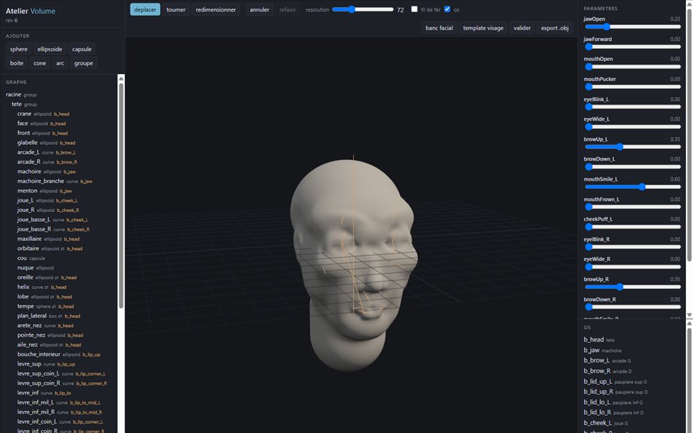 Atelier Volume : l'atelier de sculpture, visage et rig